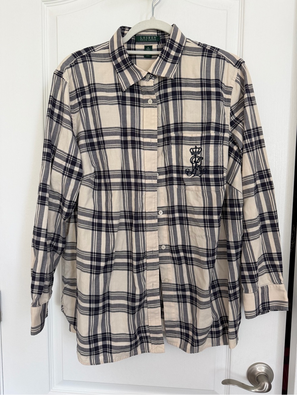 Like New Lauren Ralph Lauren Navy Plaid Button-Down Shirt